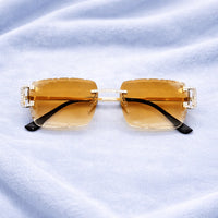 Brown Iced out Designer Glasses