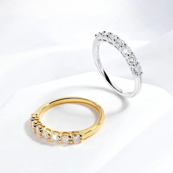 Seven-Stone Band Ring, 18k White Gold