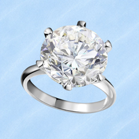 HUGE 10CT 14MM RING, 18K White-Gold Plated
