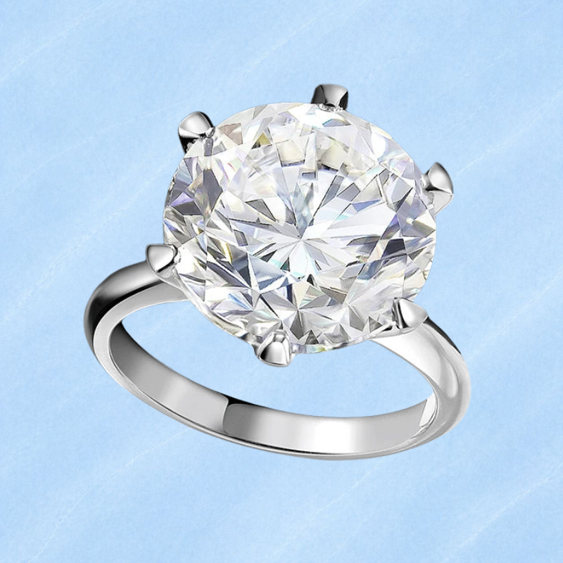 HUGE 10CT 14MM RING, 18K White-Gold Plated