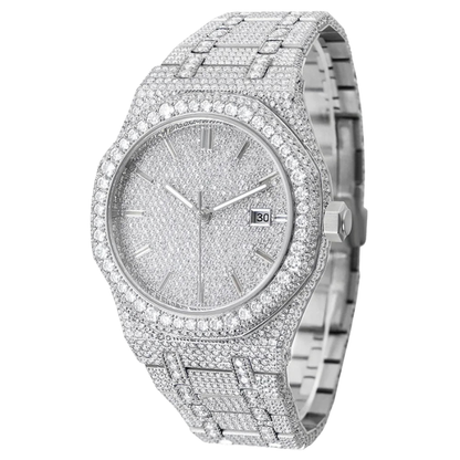 Bust Down Moissanite Watch 14K White Gold 42mm