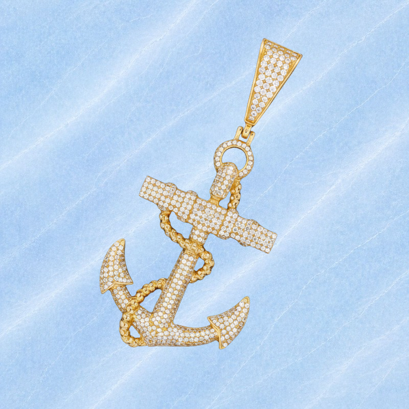 Moissanite Anchor Pendant