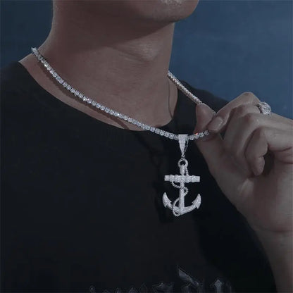 Moissanite Anchor Pendant