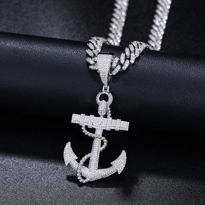 Moissanite Anchor Pendant
