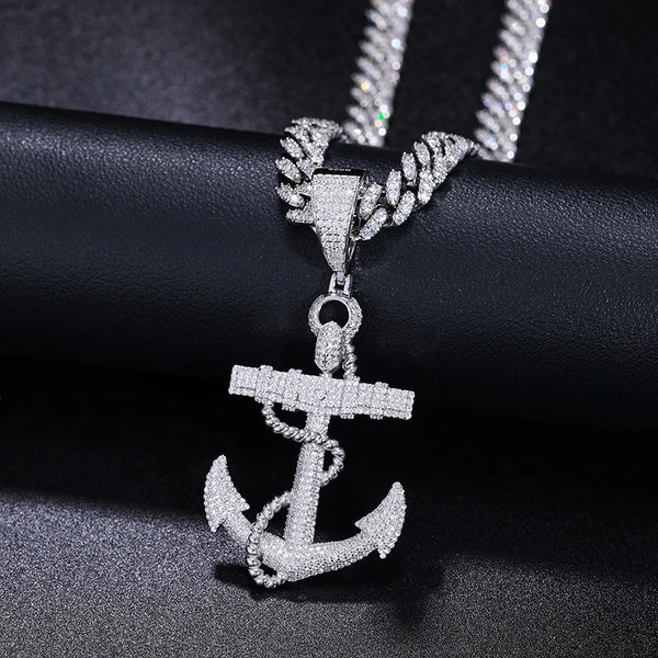 Moissanite Anchor Pendant