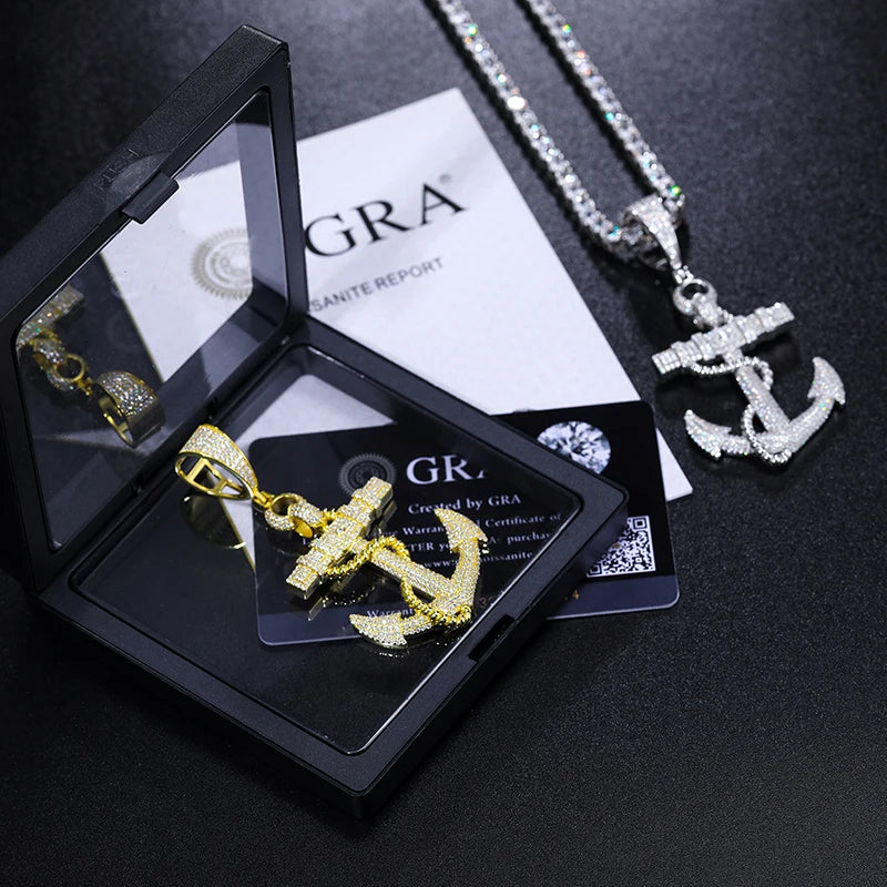 Moissanite Anchor Pendant