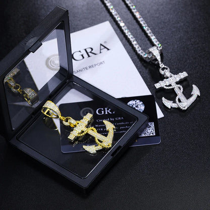Moissanite Anchor Pendant
