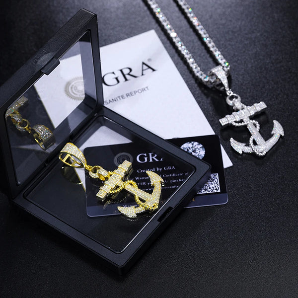 Moissanite Anchor Pendant