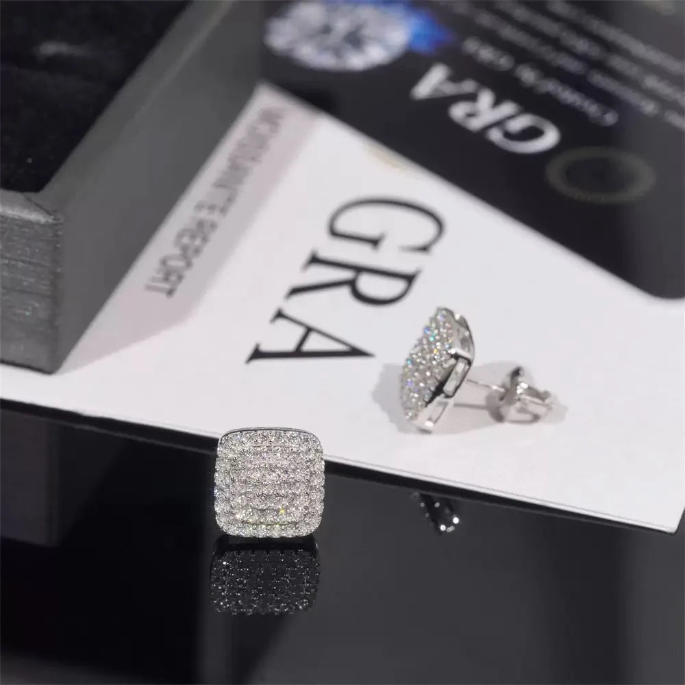 10MM BIG EARRINGS, 14K WHITE GOLD-PLATED