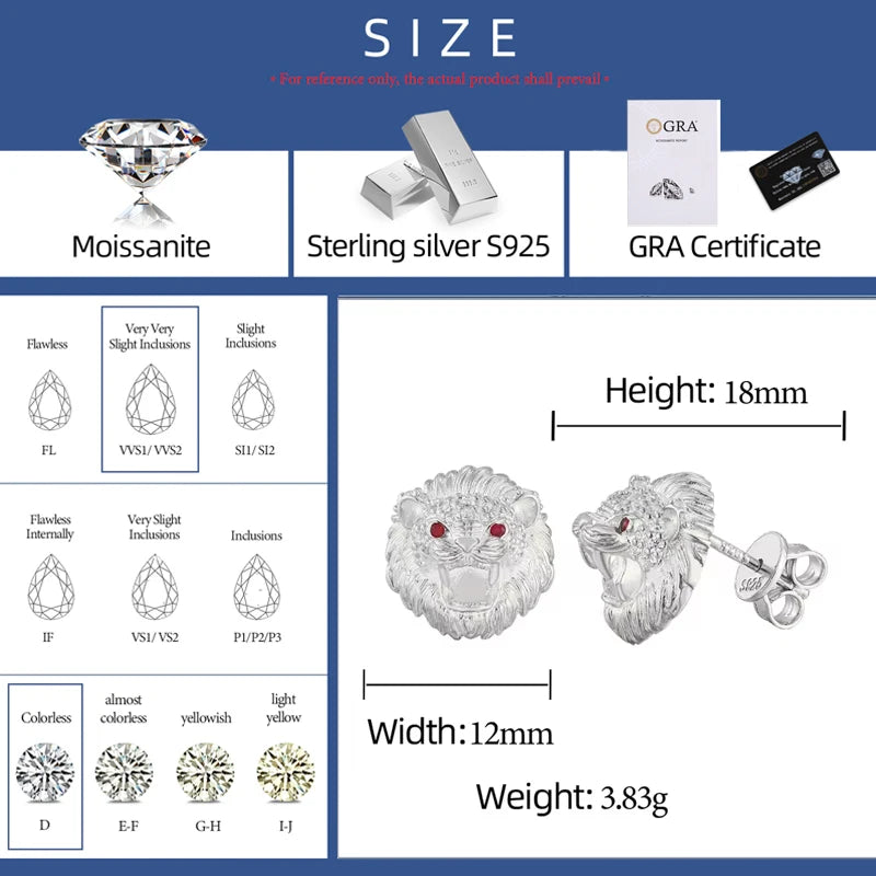 Lion Head Stud Earrings