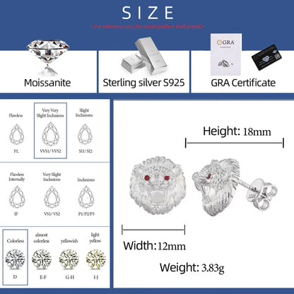 Lion Head Stud Earrings