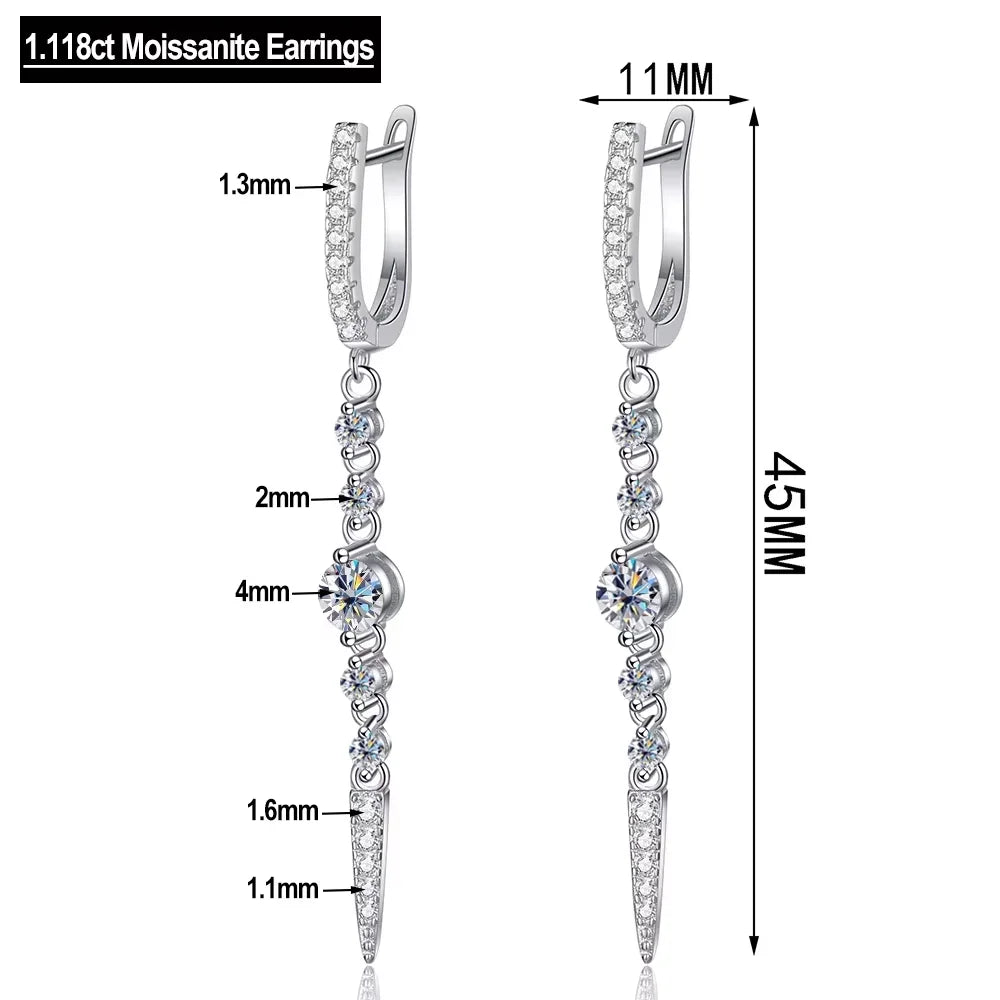 Long Tassel Drop Earrings, White Gold-Plated 18K