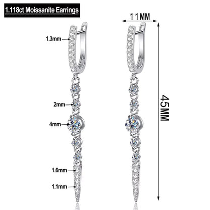 Long Tassel Drop Earrings, White Gold-Plated 18K