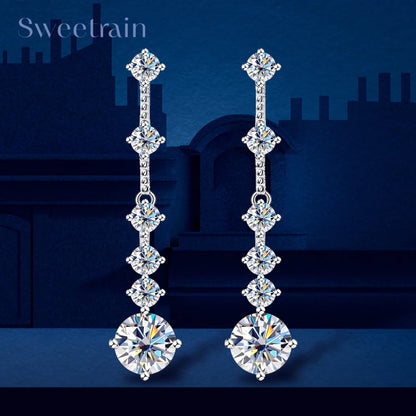 Long Tassel Earrings, 18K White Gold-Plated