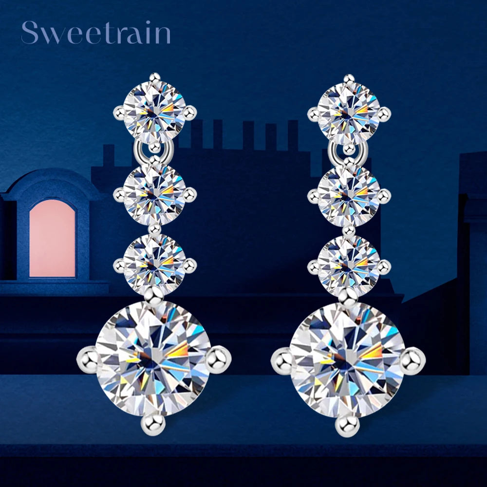 Long Tassel Earrings, 18K White Gold-Plated