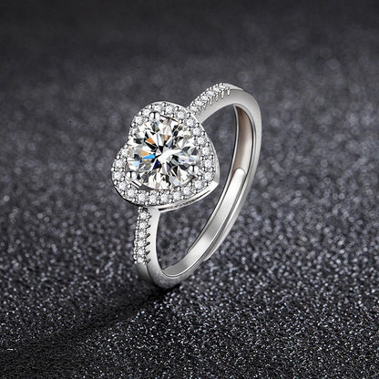 HEART MOISSANITE RING 1ct, Adjustable
