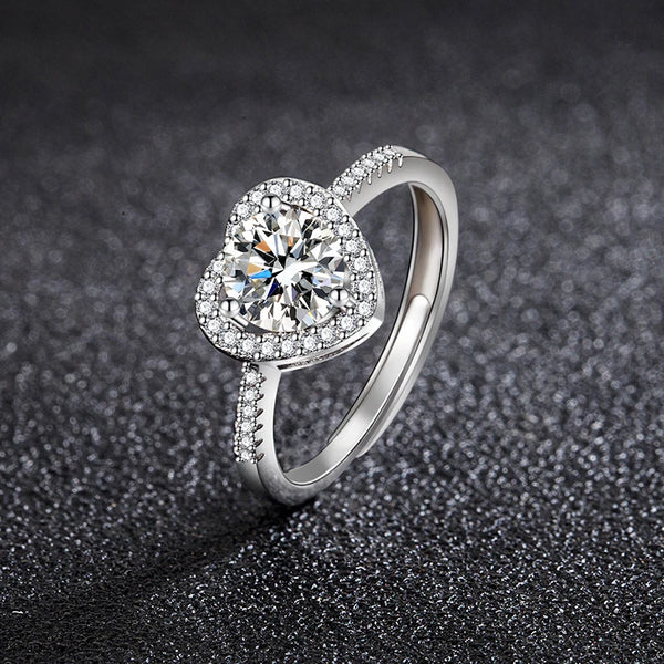 HEART MOISSANITE RING 1ct, Adjustable