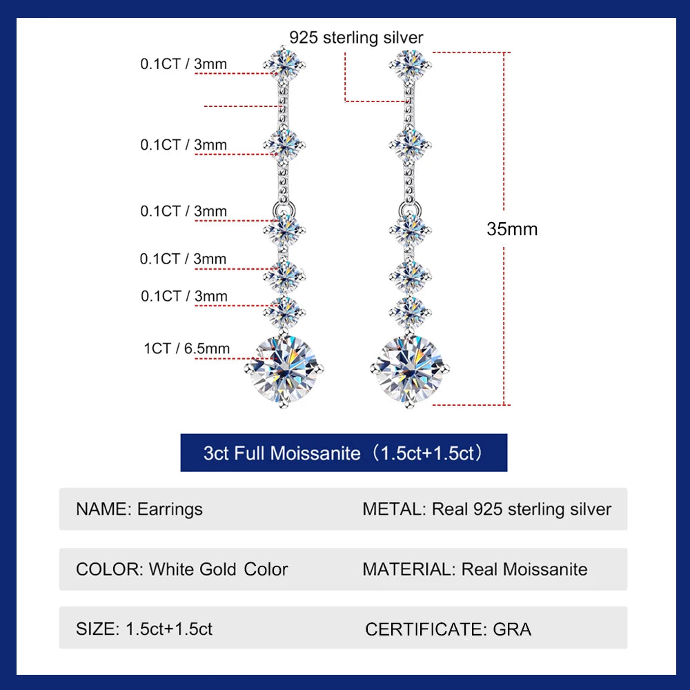 Long Tassel Earrings, 18K White Gold-Plated