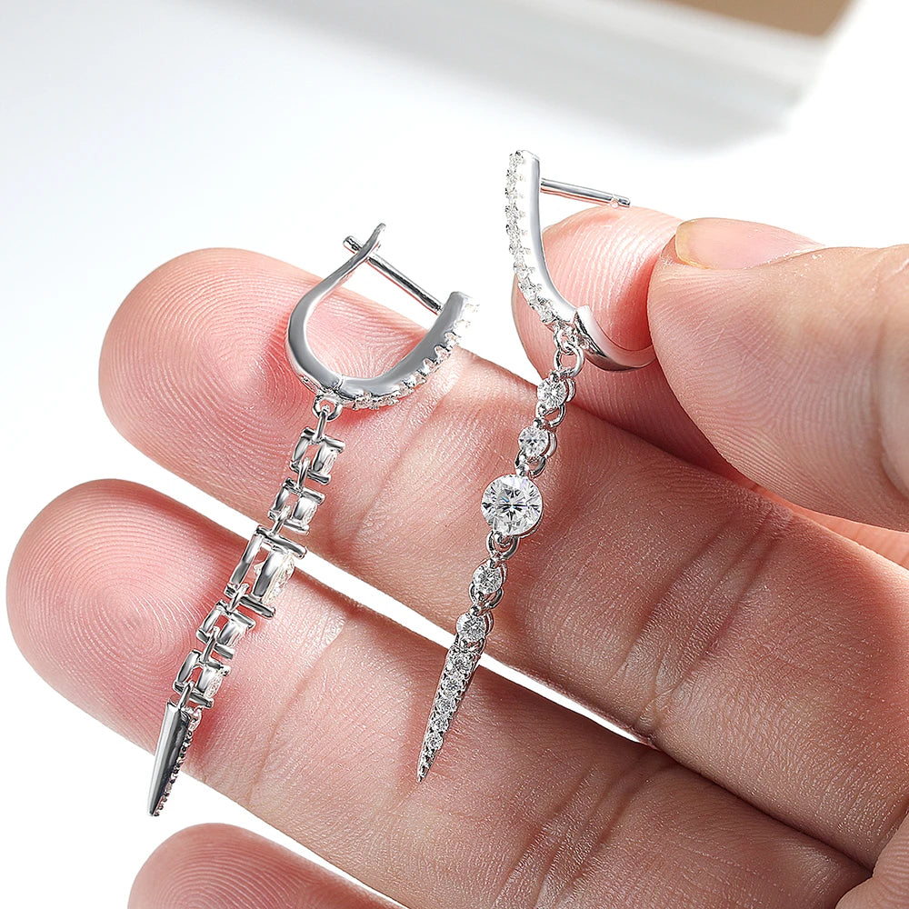 Long Tassel Drop Earrings, White Gold-Plated 18K
