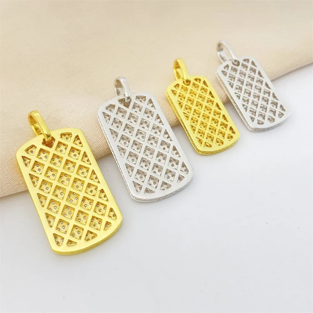 925 Silver Iced Moissanite Dog Tag Pendant Hiphop Rock Men Jewelry Bling Diamond Charm Pendant Necklaces Pass Tester with Gra