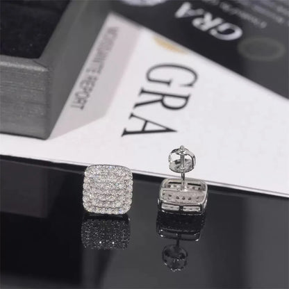 10MM BIG EARRINGS, 14K WHITE GOLD-PLATED