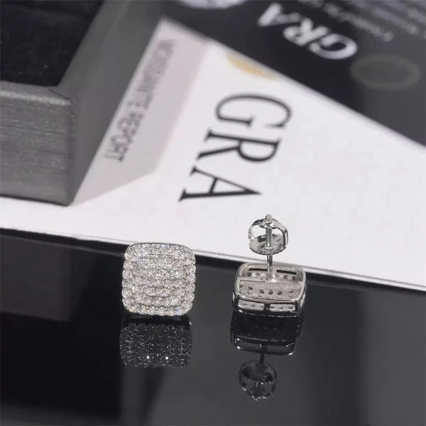 10MM BIG EARRINGS, 14K WHITE GOLD-PLATED