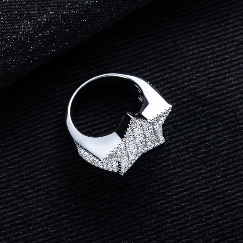 Moissanite Pentagram 14K White Gold-Plated Ring