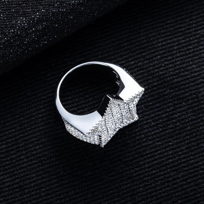 Moissanite Pentagram 14K White Gold-Plated Ring