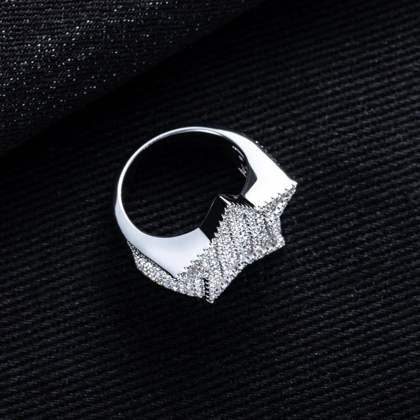 Moissanite Pentagram 14K White Gold-Plated Ring