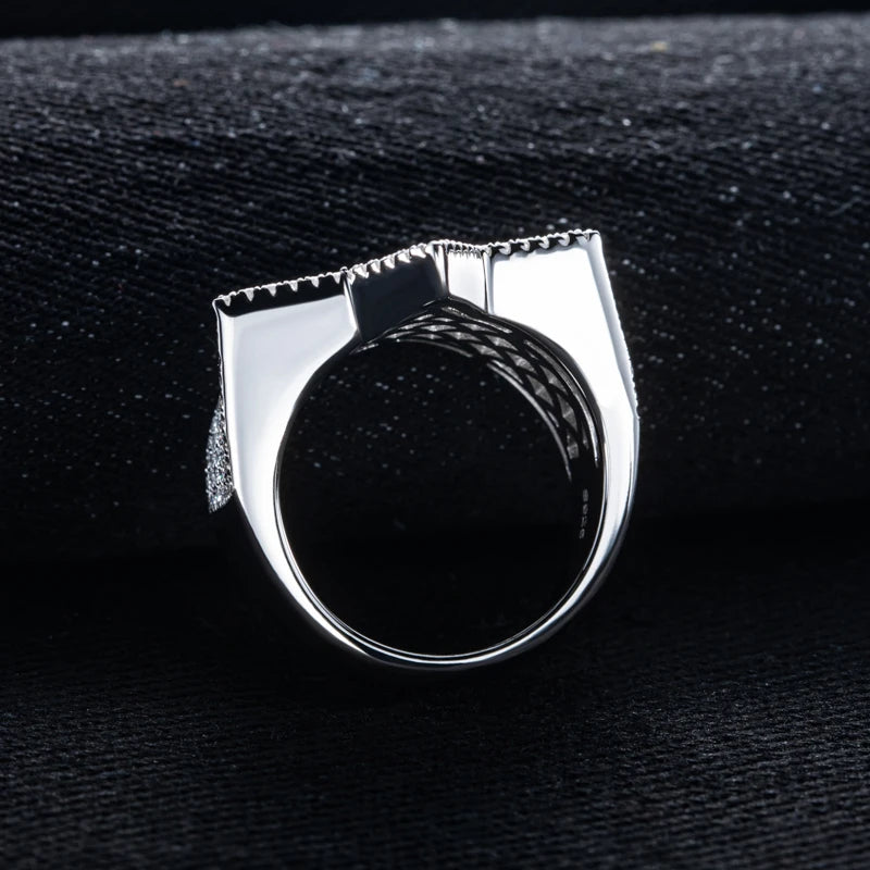 Moissanite Pentagram 14K White Gold-Plated Ring