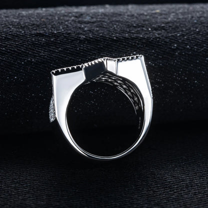 Moissanite Pentagram 14K White Gold-Plated Ring
