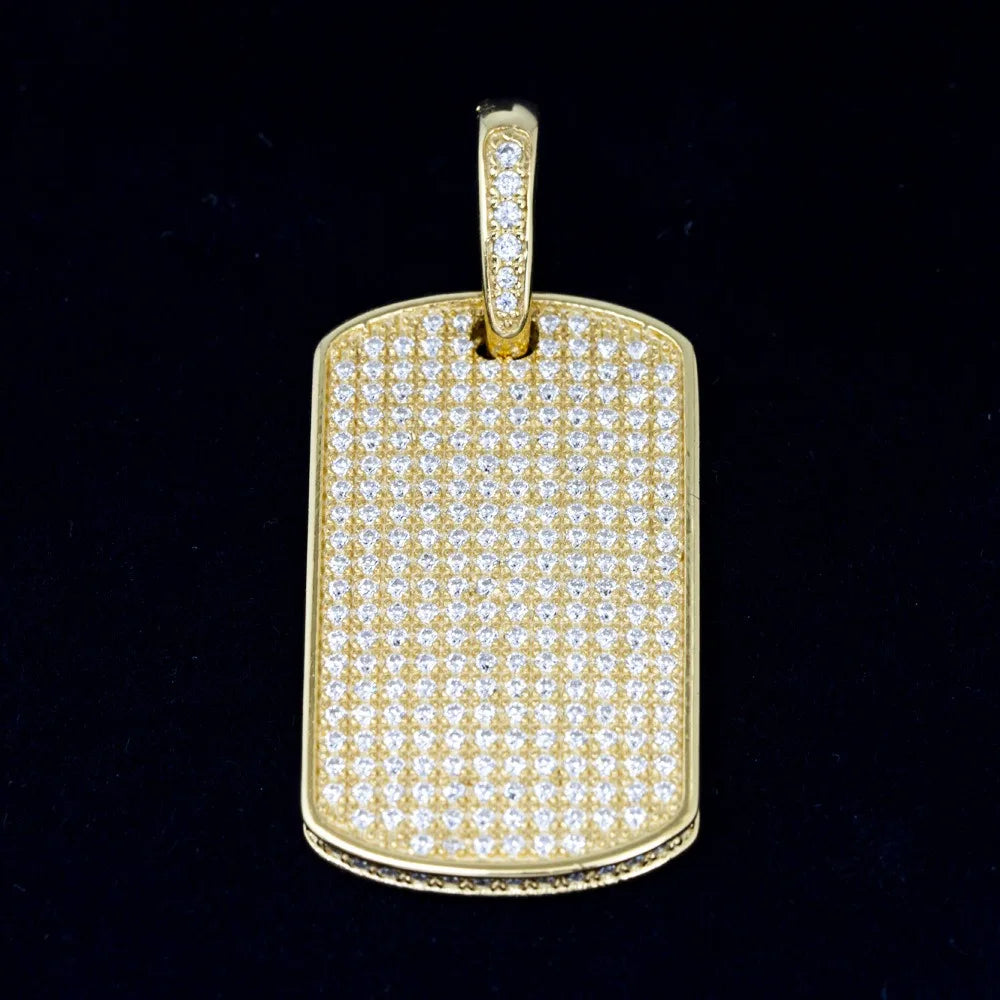 925 Silver Iced Moissanite Dog Tag Pendant Hiphop Rock Men Jewelry Bling Diamond Charm Pendant Necklaces Pass Tester with Gra