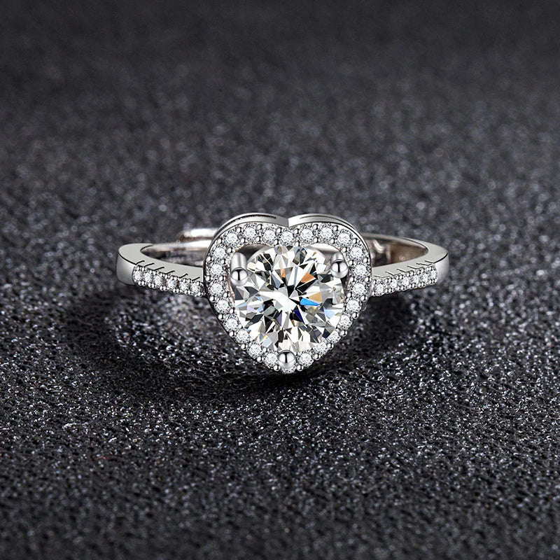 HEART MOISSANITE RING 1ct, Adjustable