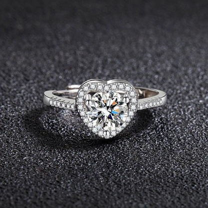 HEART MOISSANITE RING 1ct, Adjustable
