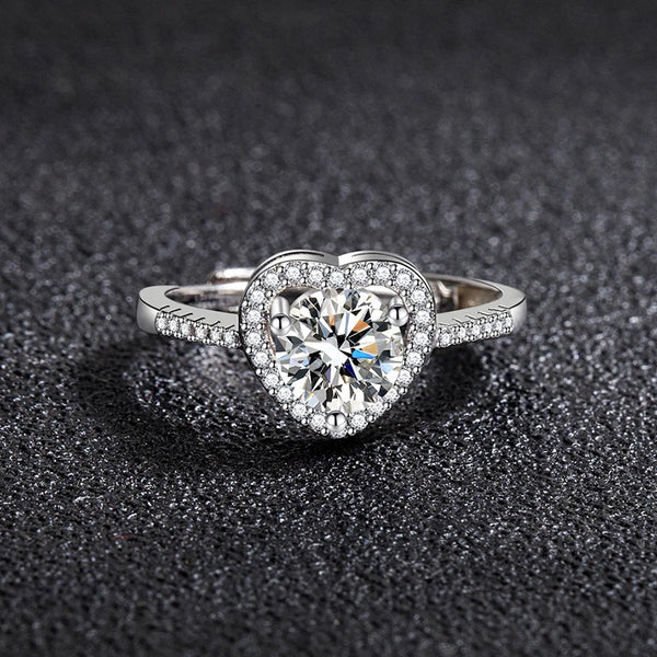 HEART MOISSANITE RING 1ct, Adjustable