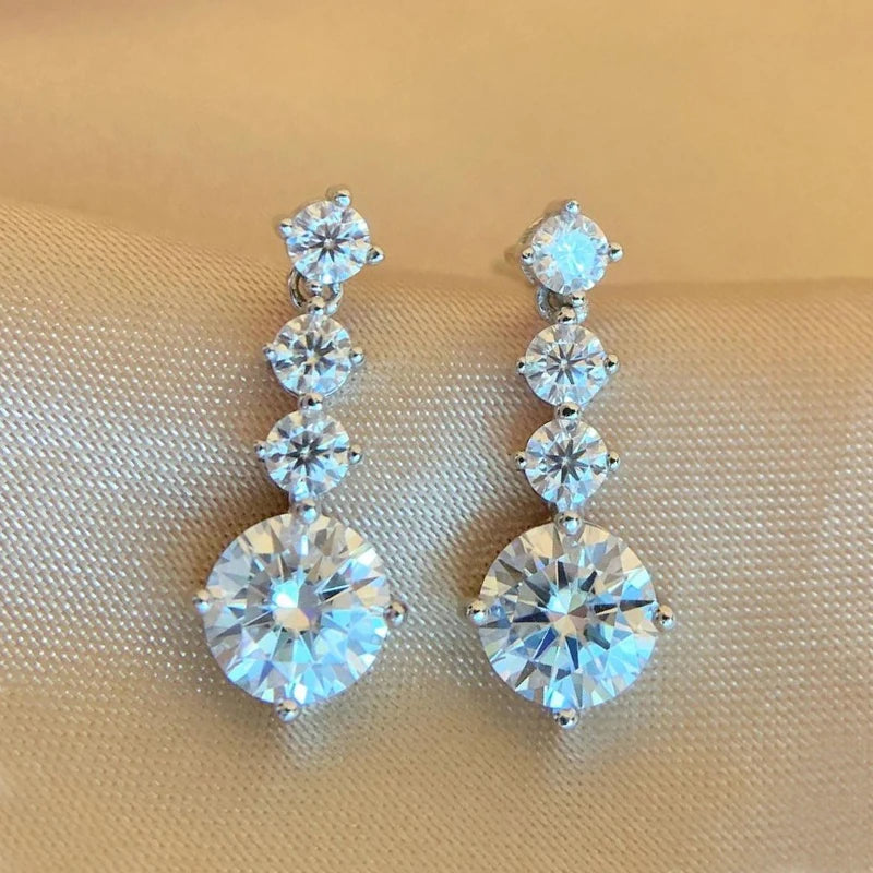 Long Tassel Earrings, 18K White Gold-Plated