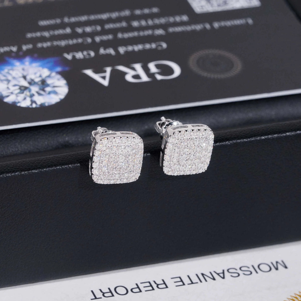 10MM BIG EARRINGS, 14K WHITE GOLD-PLATED