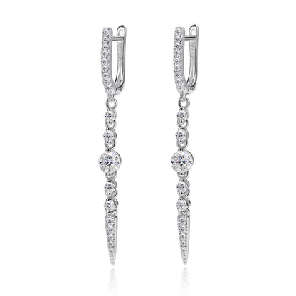 Long Tassel Drop Earrings, White Gold-Plated 18K