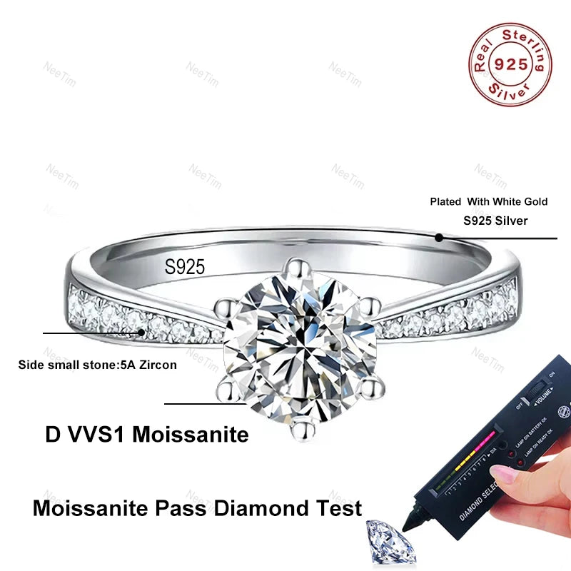 Round Wedding Ring 1ct White Gold-Plated