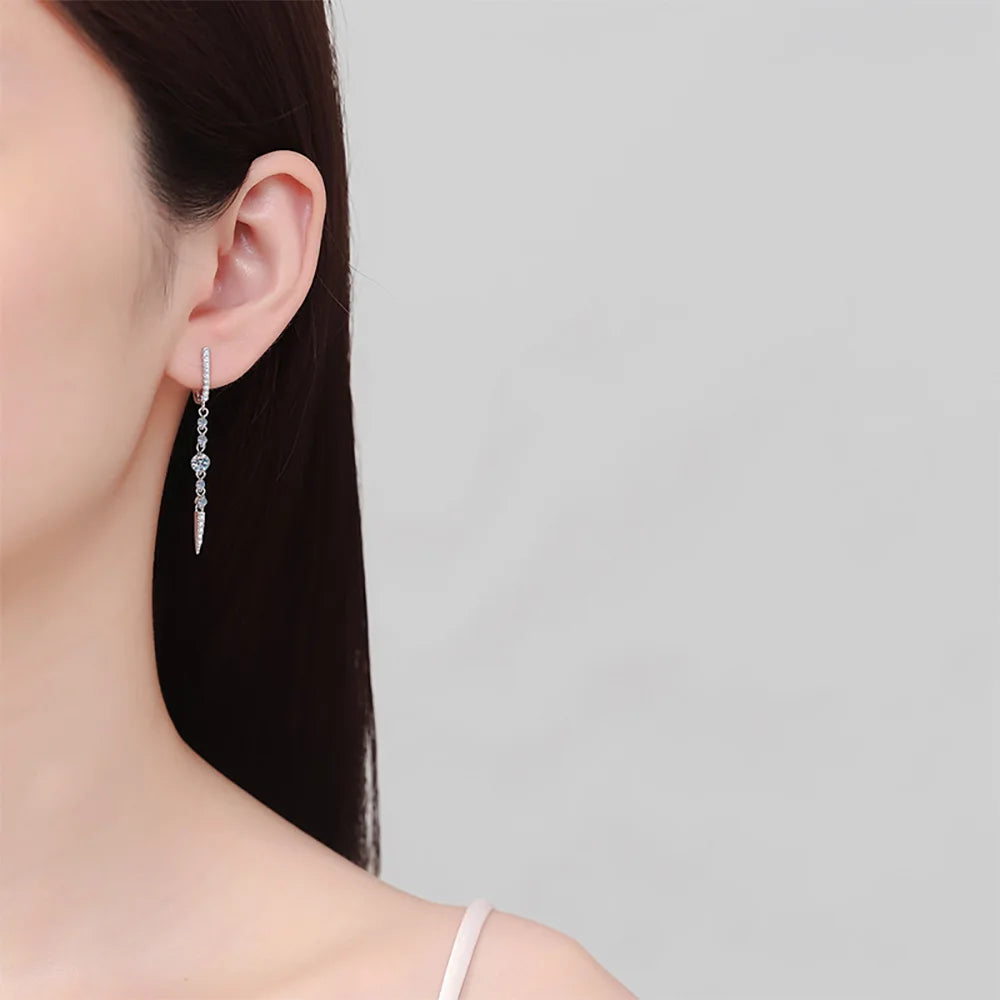 Long Tassel Drop Earrings, White Gold-Plated 18K