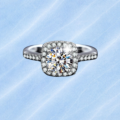Square Halo Ring 1ct, 18k Gold-Plated, Adjustable