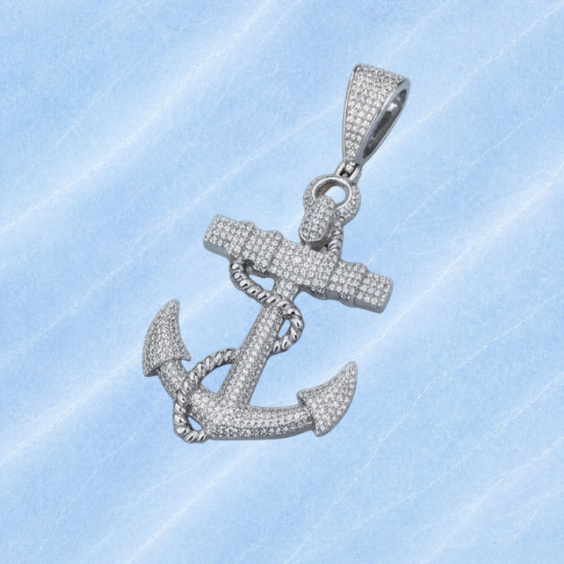 Moissanite Anchor Pendant