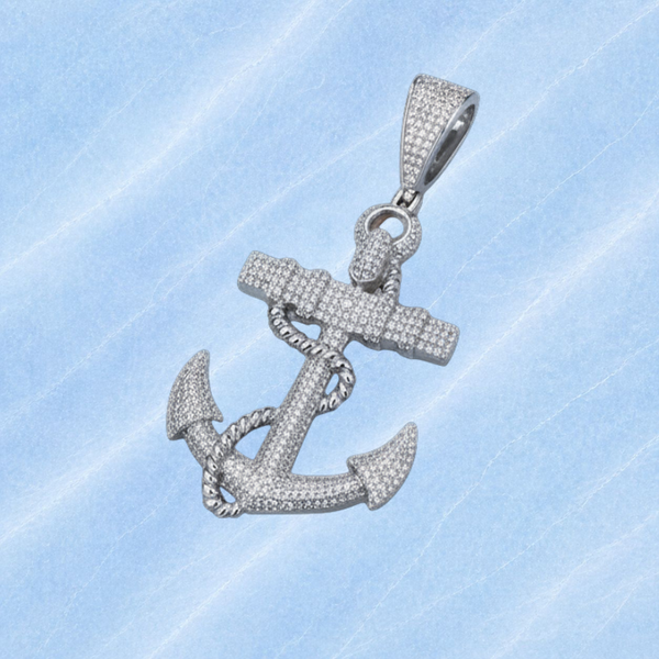 Moissanite Anchor Pendant