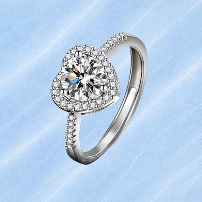 HEART MOISSANITE RING 1ct, Adjustable