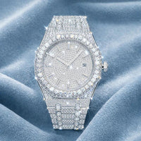 Bust Down Moissanite Watch 14K White Gold 42mm