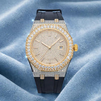 Moissanite Iced Out Silicone Band Bust Down Watch 42mm
