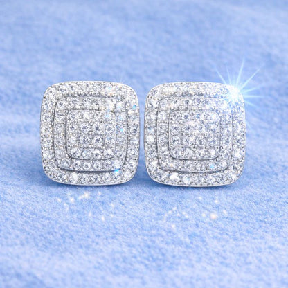 10MM BIG EARRINGS, 14K WHITE GOLD-PLATED