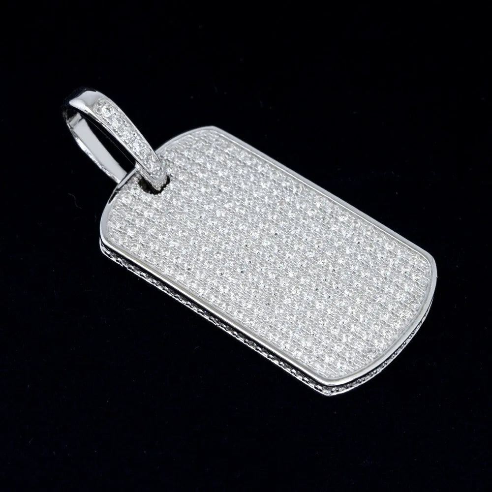 925 Silver Iced Moissanite Dog Tag Pendant Hiphop Rock Men Jewelry Bling Diamond Charm Pendant Necklaces Pass Tester with Gra